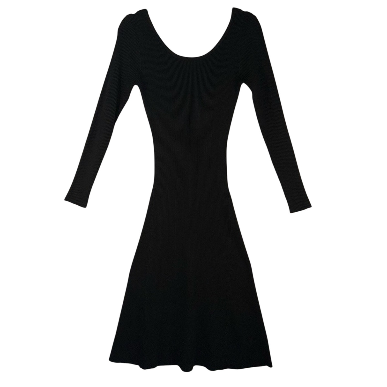 Whyte Valentyne Black Ribbed Knit Low Scoop Back Dress Womenâs Size 10 Emo Goth